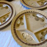 6 assiettes à compartiments Sarreguemines en grès