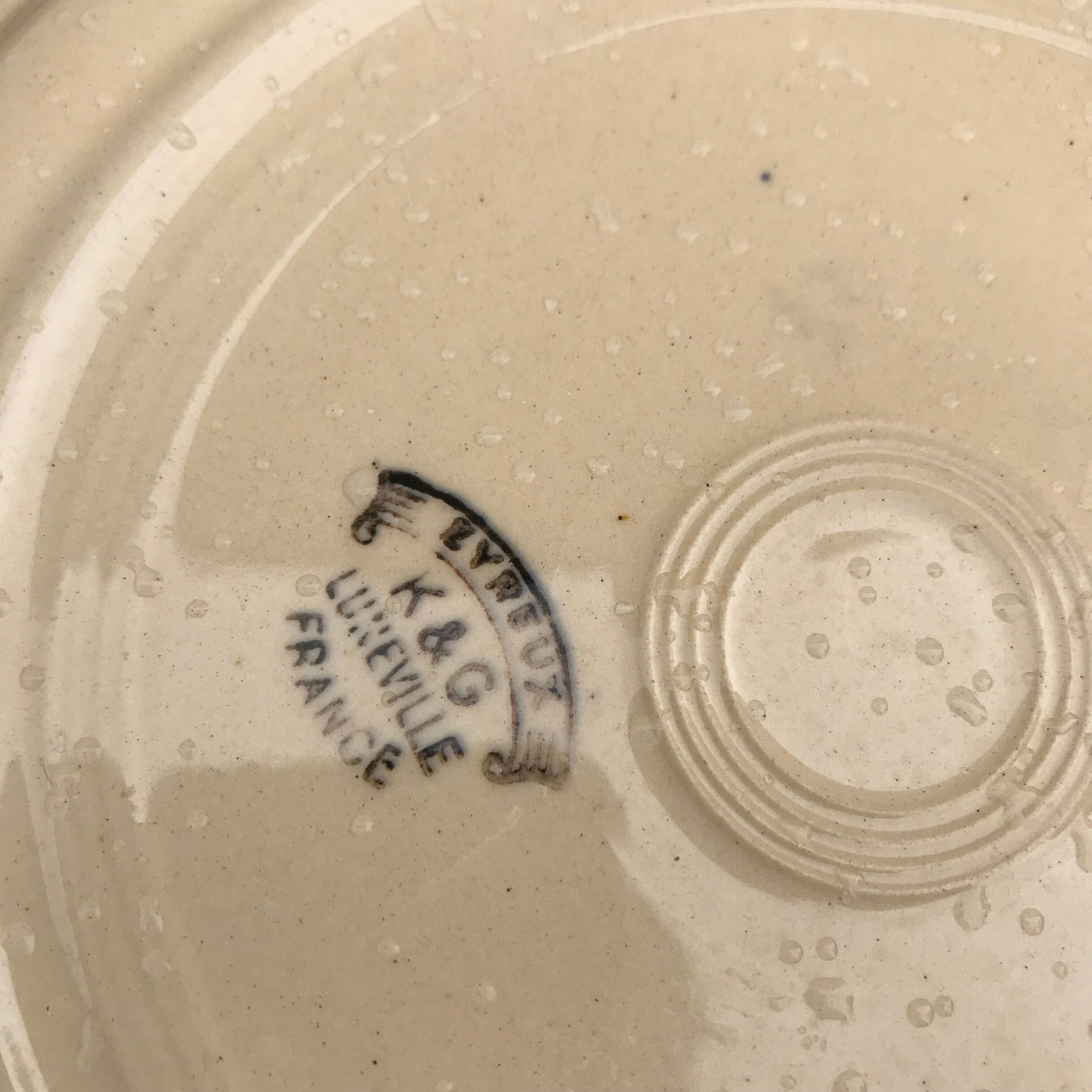 6 Vintage flat plates in Luneville earthenware evreux model