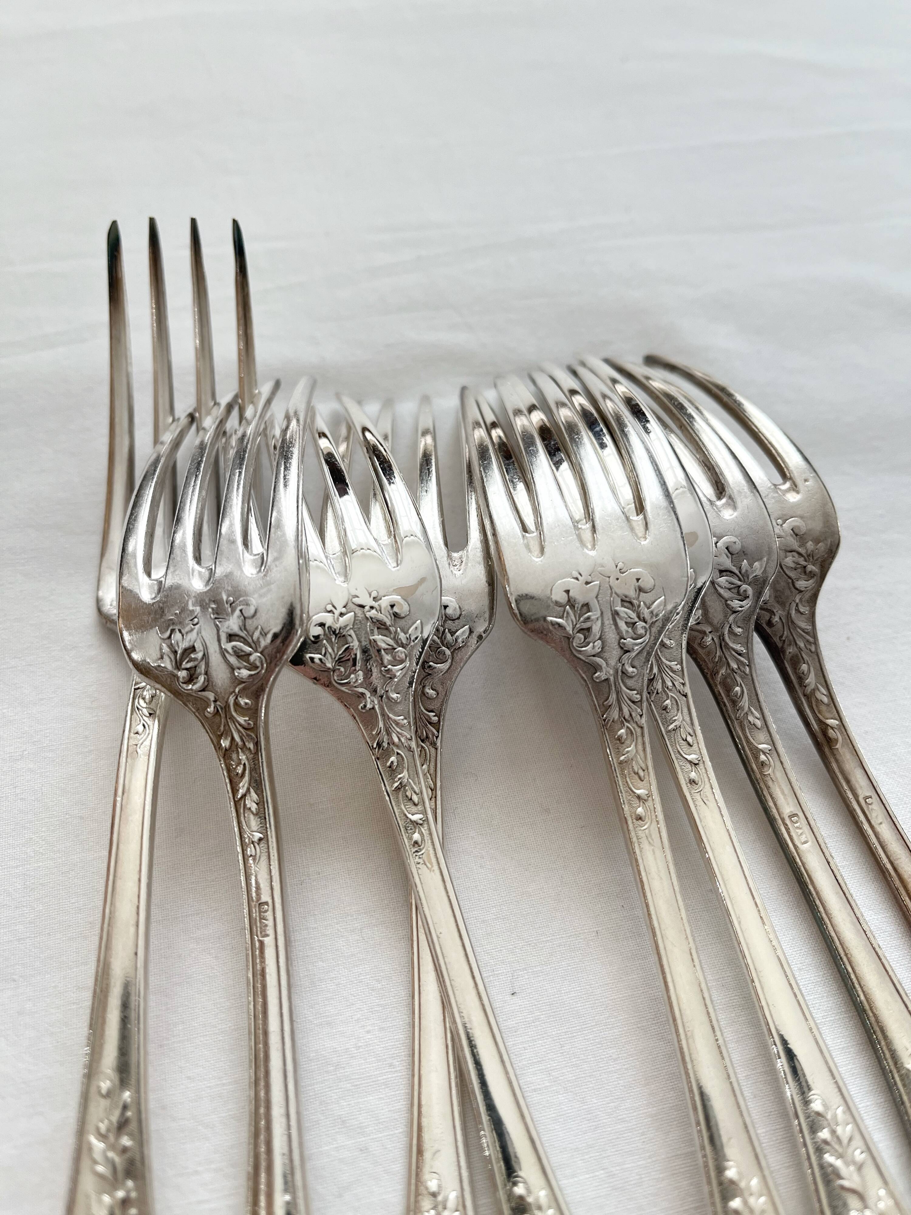Set of 8 forks in SFAM silver metal