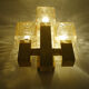 Wall lamp vintage kalmar austria, brass & glass, 70s