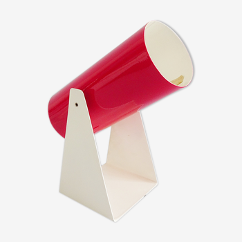 Modernist wall or table lamp made of metal in red and white by brillant leuchten