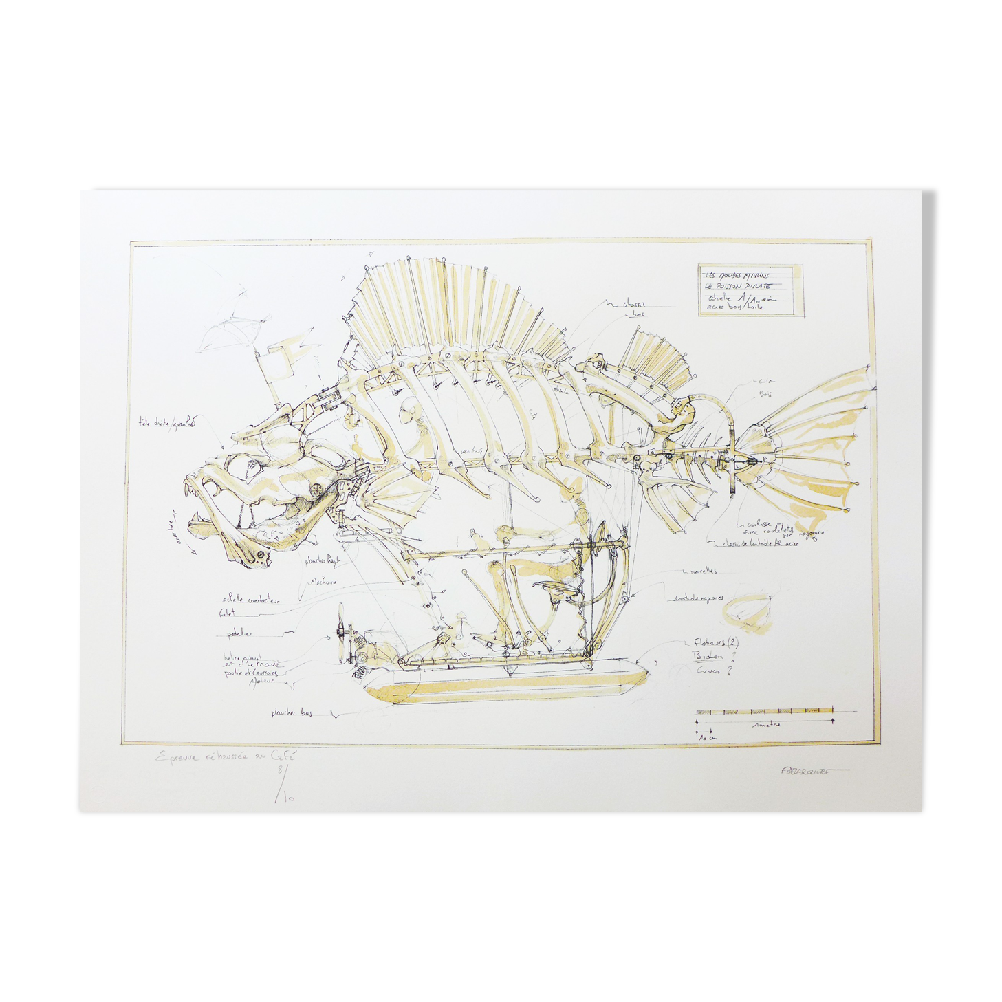 Original lithograph signed and numbered françois delaroziere, le poisson pirate, 2008