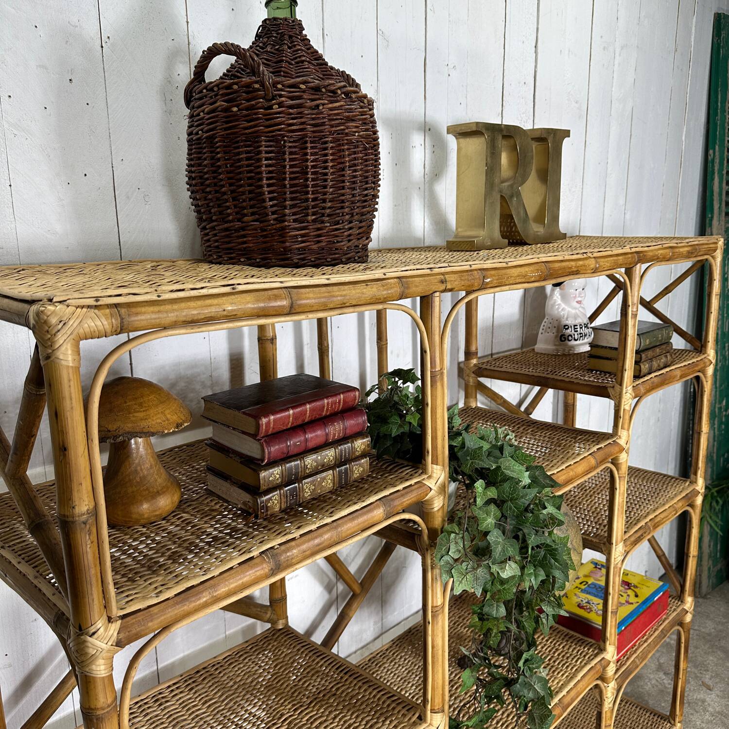 Bamboo and rattan shelf