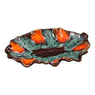 Large Vallauris ceramic bowl in the shape of a leaf