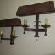 Pair of mid century patinated iron outdoor wall lights, 1960