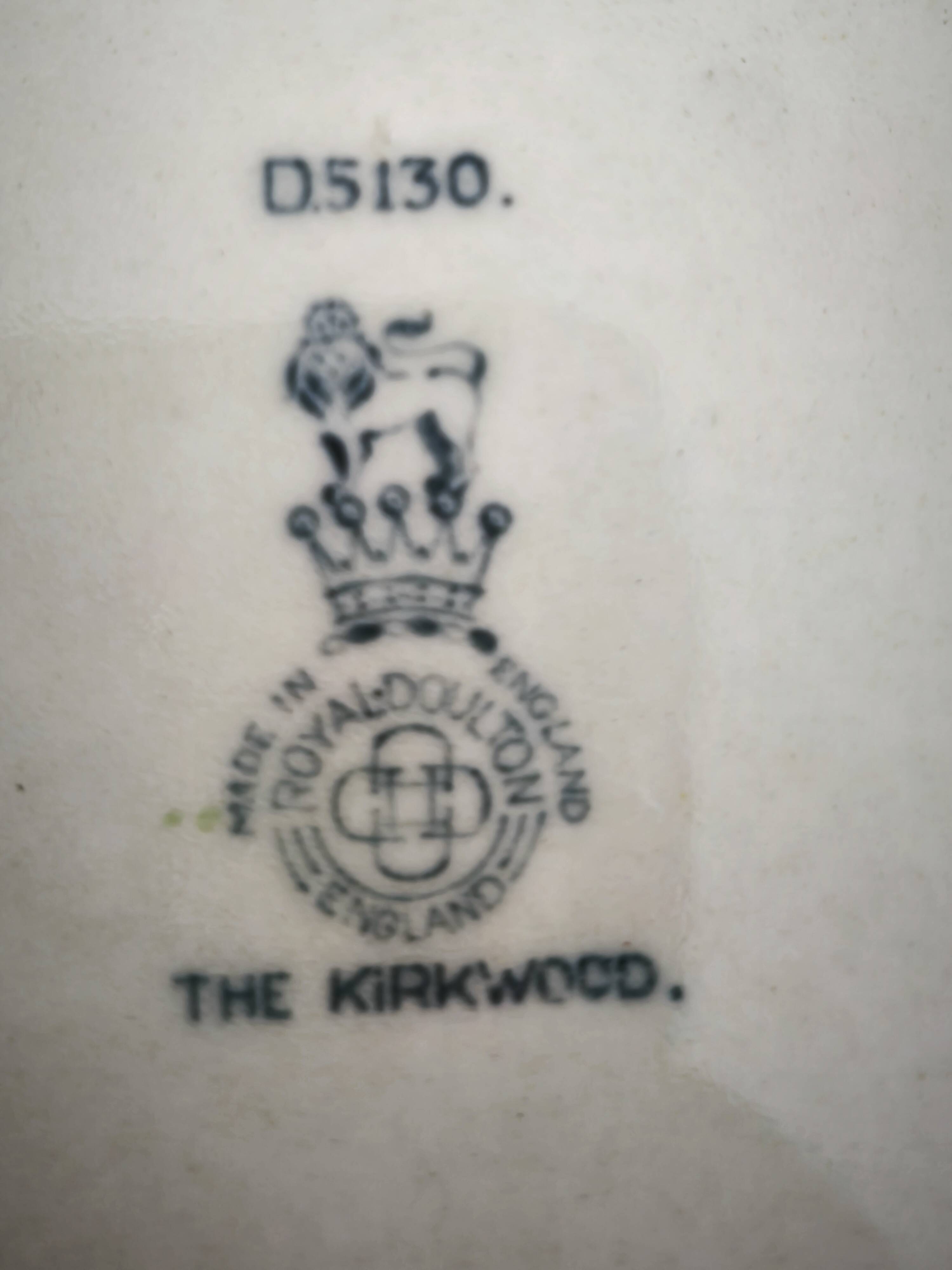 Set of 5 Royal Doulton deep plates in the Kirkwood pattern.