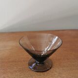 Set of 7 smoked glass art deco cups