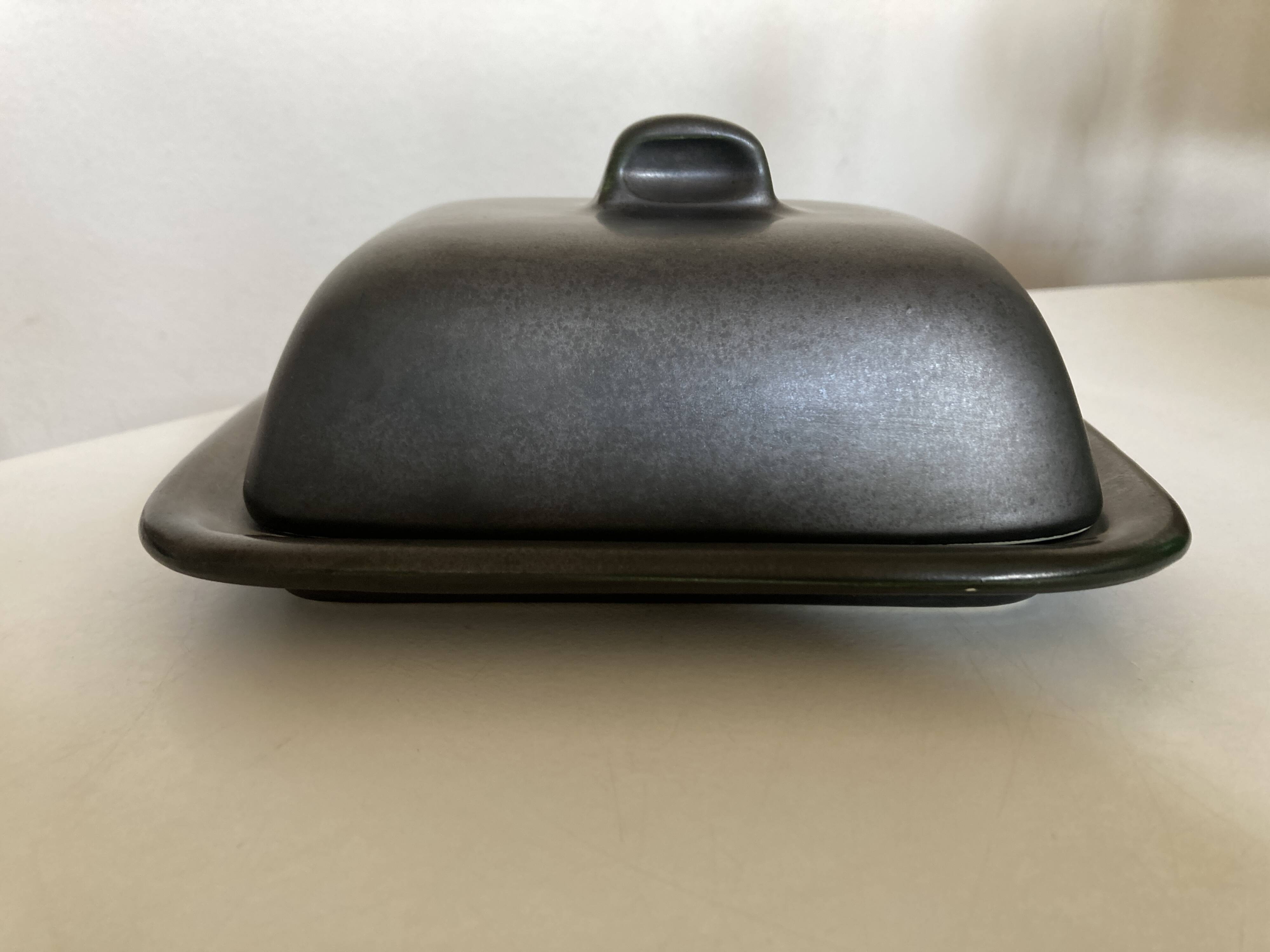 1960 Vallauris enameled earthenware butter dish