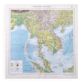 Vintage map Indochina Asia Thailand 43x43cm from 1950