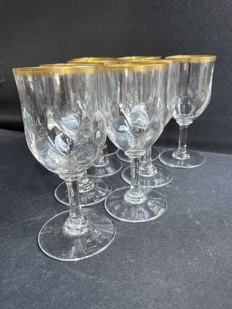 8 Daum gold-plated wine glasses