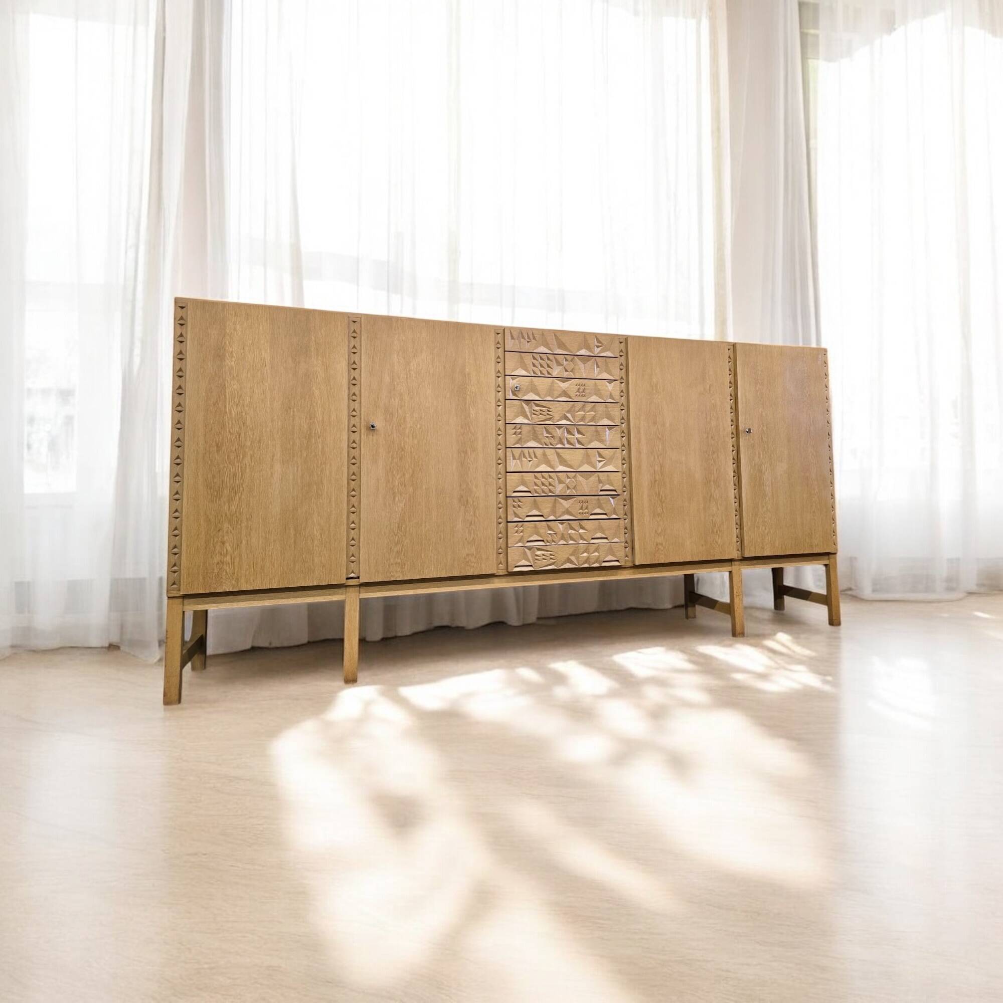 XL vintage mid-height wardrobe with brutalist accents