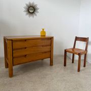 Commode en orme massif Maison Regain, France années 60