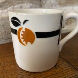 Cup and saucer in Iron Earth Badonviller apricot décor