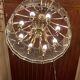 70s designer chandelier with smoked glass plates and gold metal frame