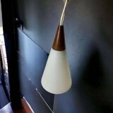 Vintage chandelier with wood accents