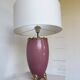 Pink and gold ceramic tripod table lamp
