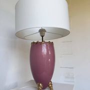 Lampe de table céramique rose et or tripode