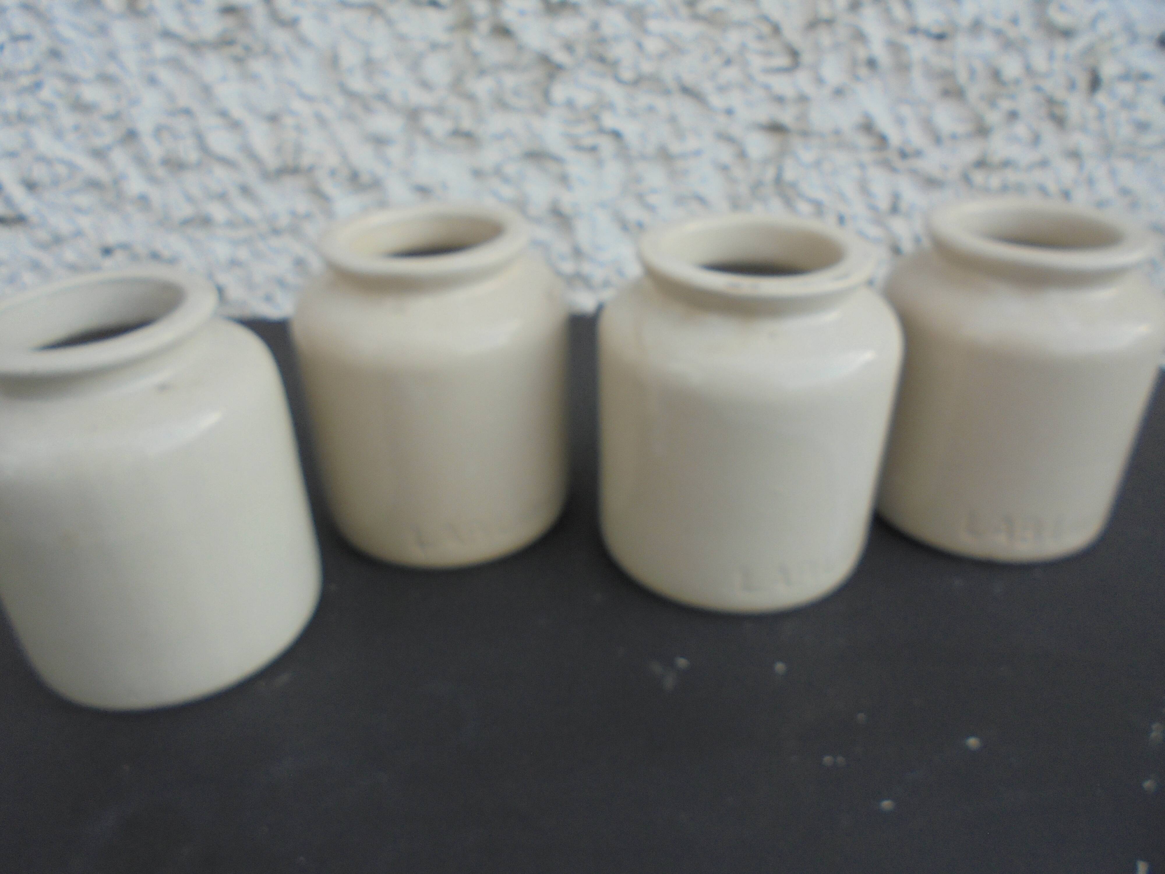 4 lab lagny mustard stoneware pots
