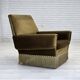 1970s, Danish armchair, green furniture velour, ash wood legs.