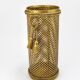 Hollywood Regency umbrella stand in gold metal with cord and tassels, Li Puma Firenze, 1950.