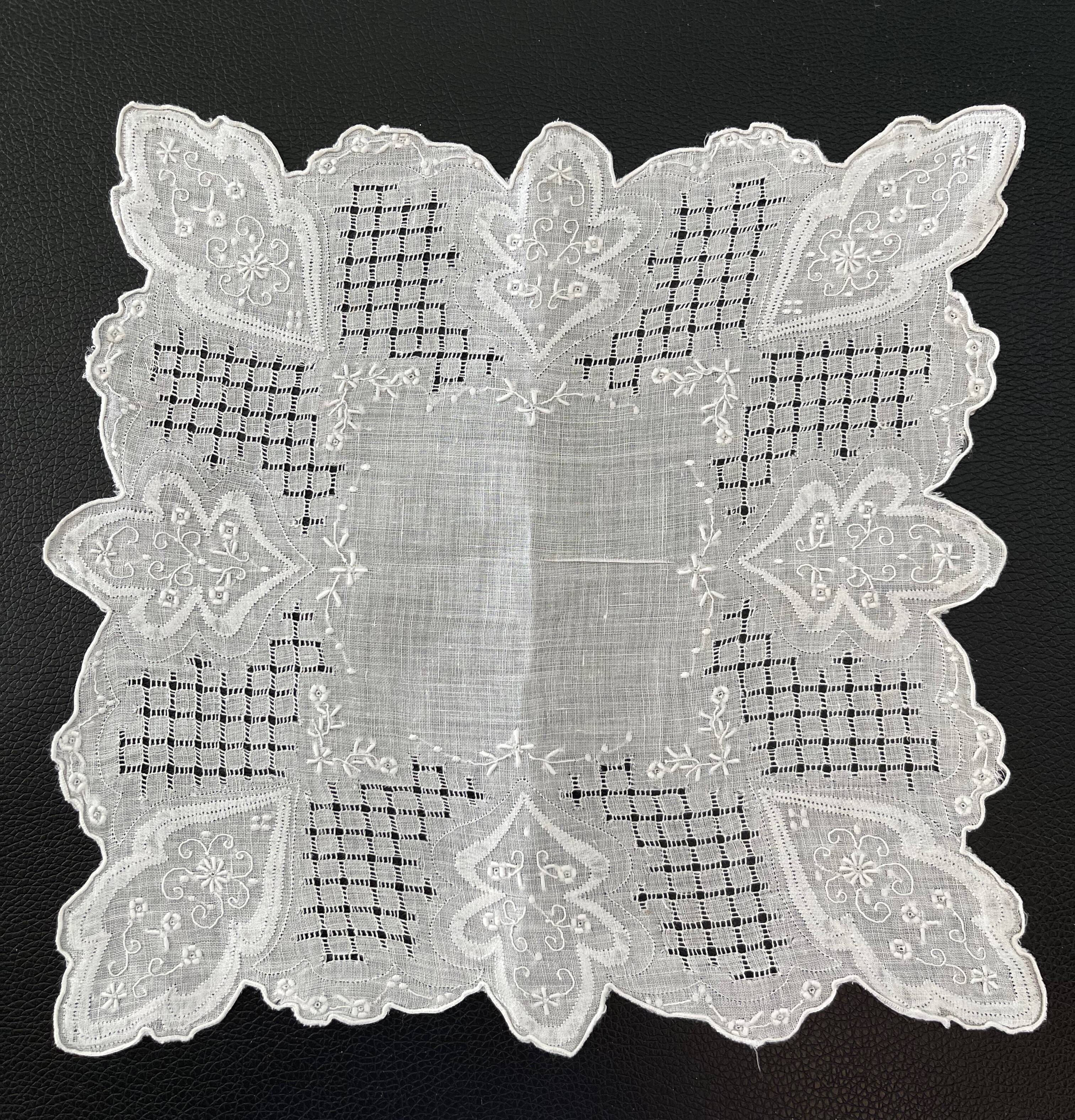 Set of 6 antique embroidered handkerchiefs