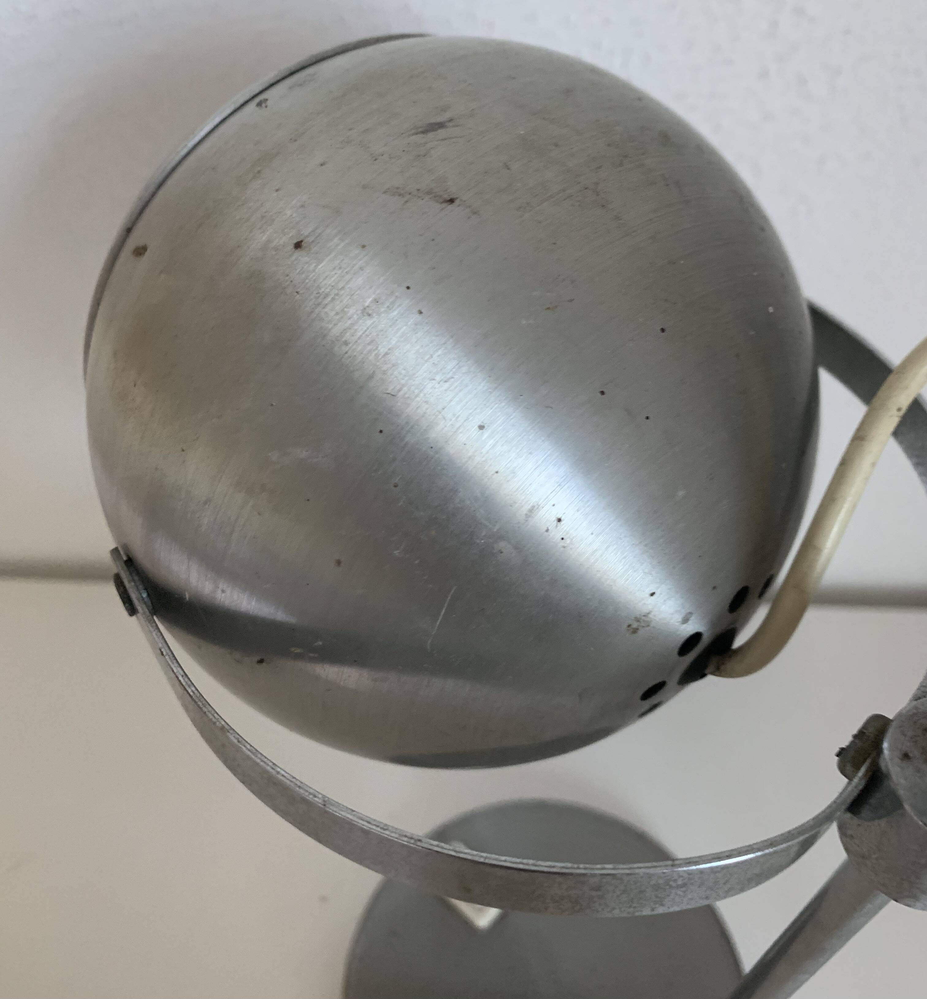 1960s vintage table lamp eyeball brushed steel Aluminor - 34 cm