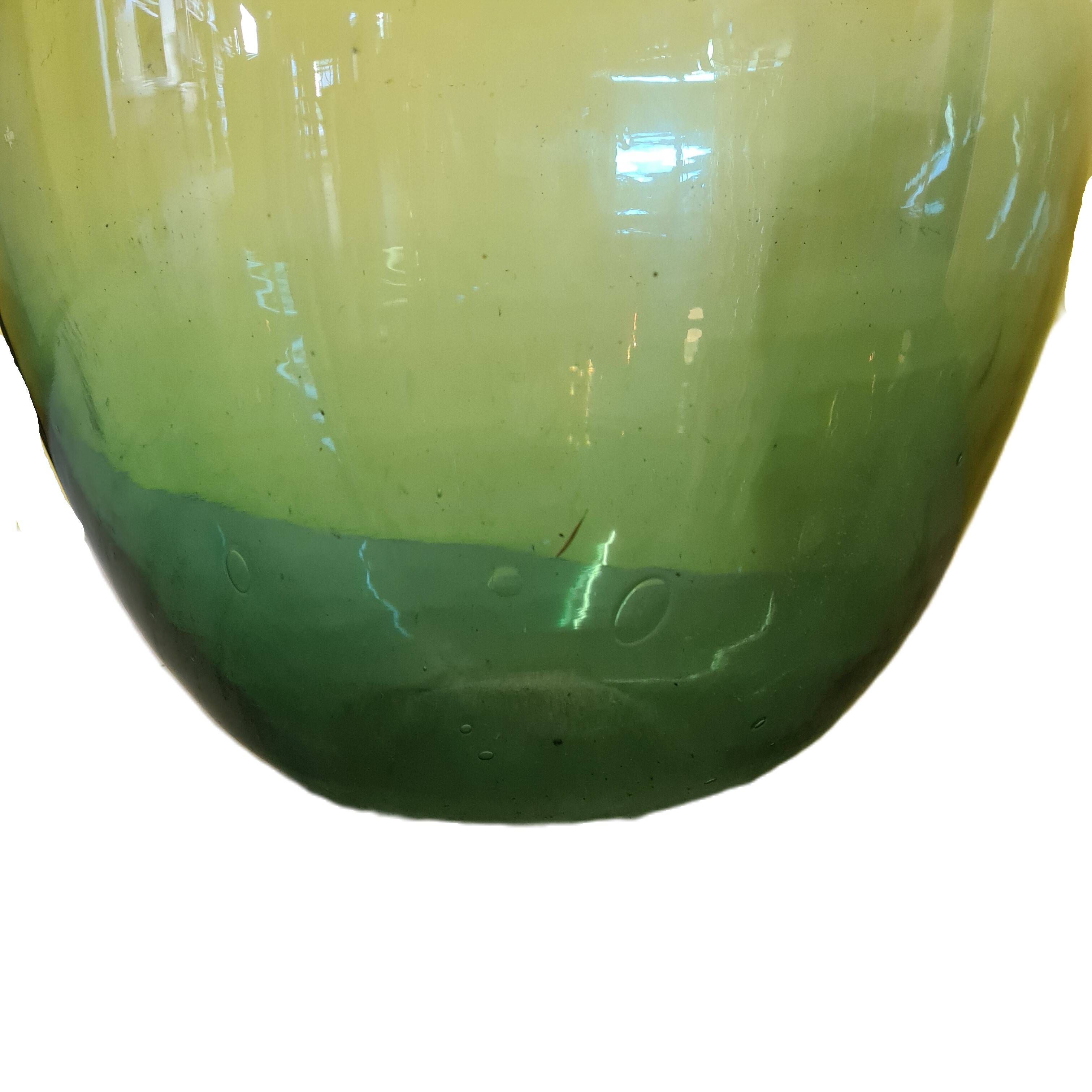 Large Model Green Glass Yeast Bottle, 1950s