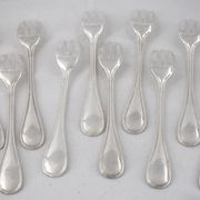 Christofle Albi, 10 silver-plated cake forks, excellent condition.