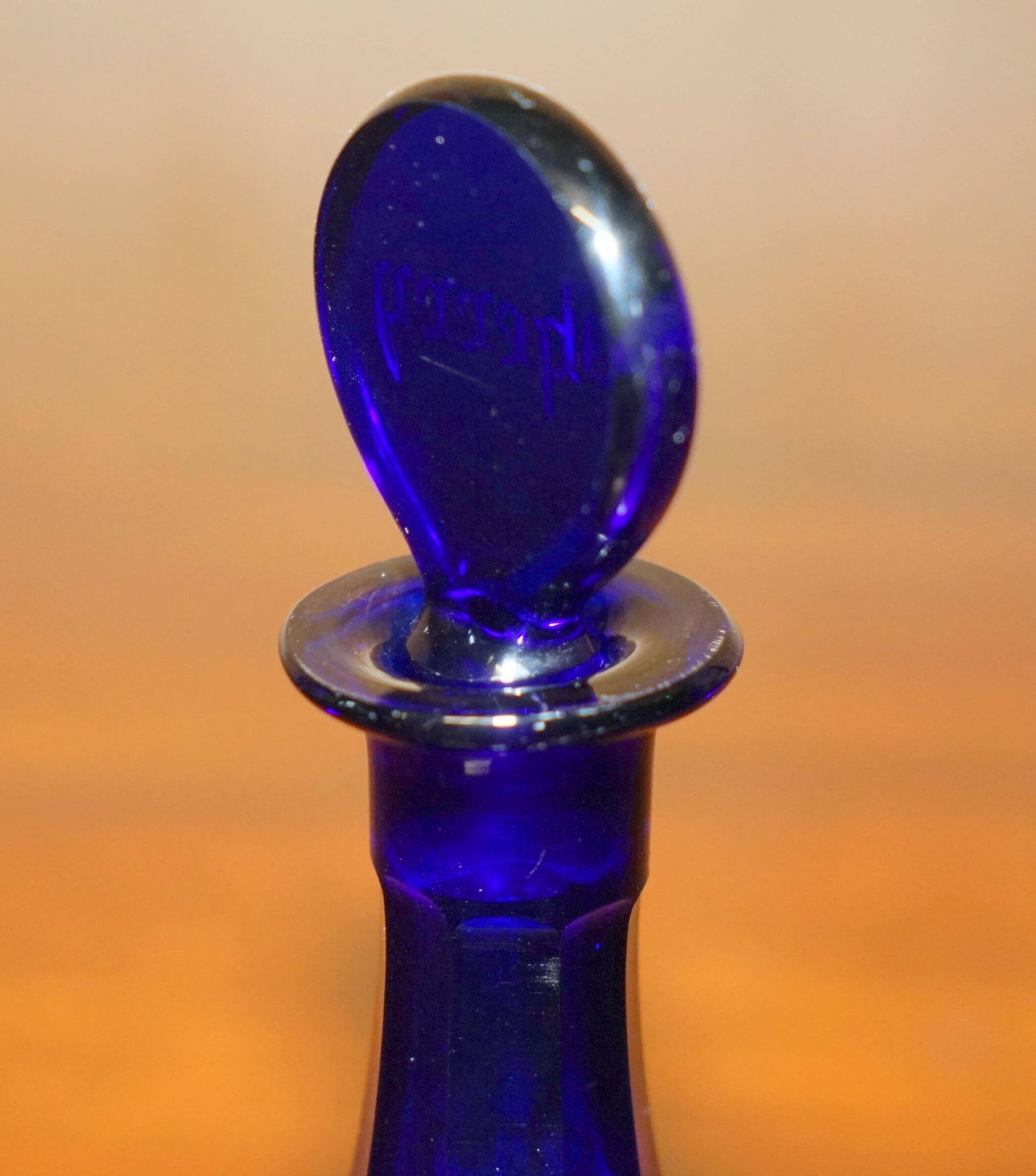 Sherry Carafe and Antique Bristol Blue Glasses
