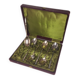 6 Art Nouveau silver-plated metal teaspoons