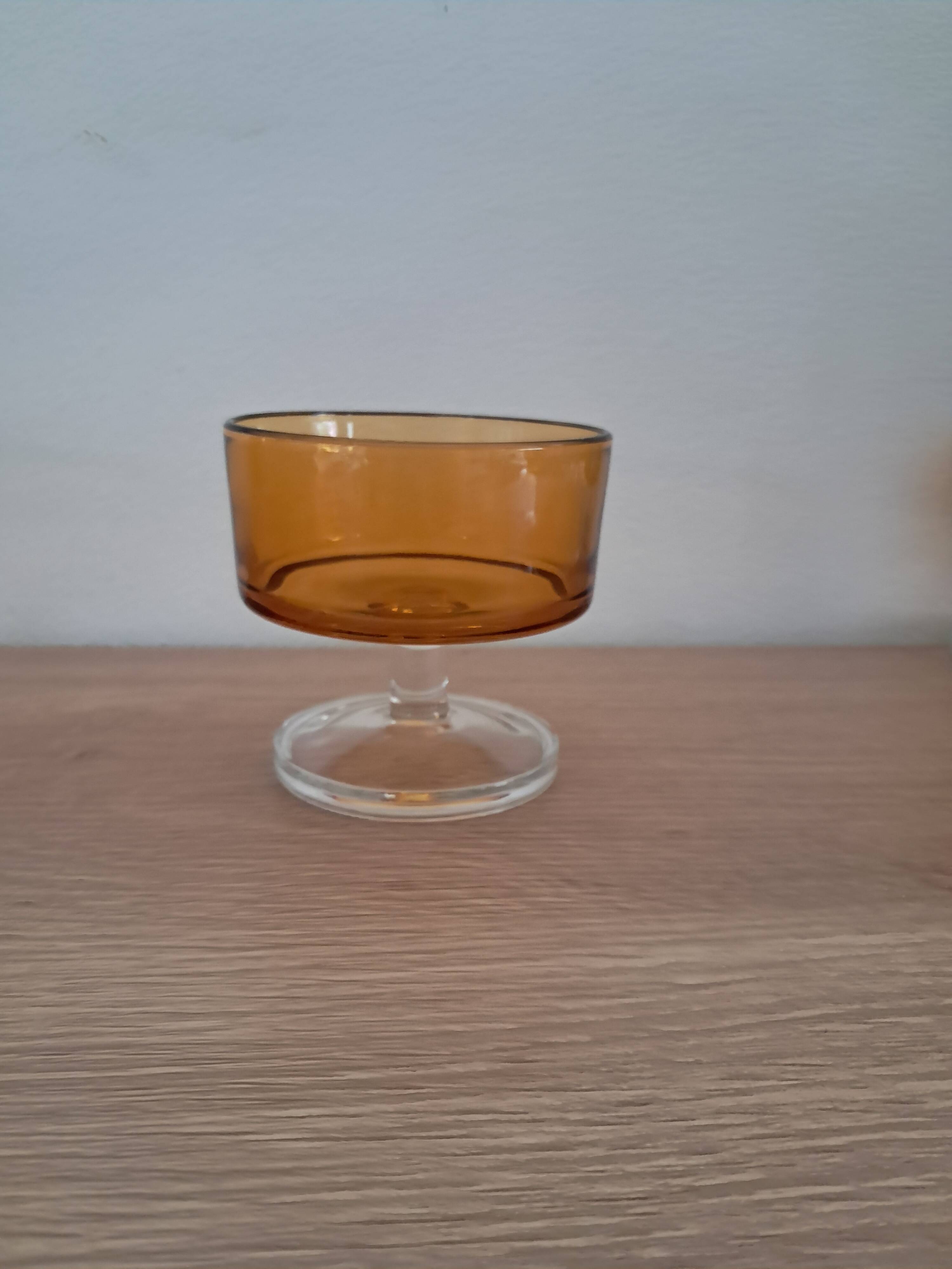 5 amber Luminarc goblets from the 1980s