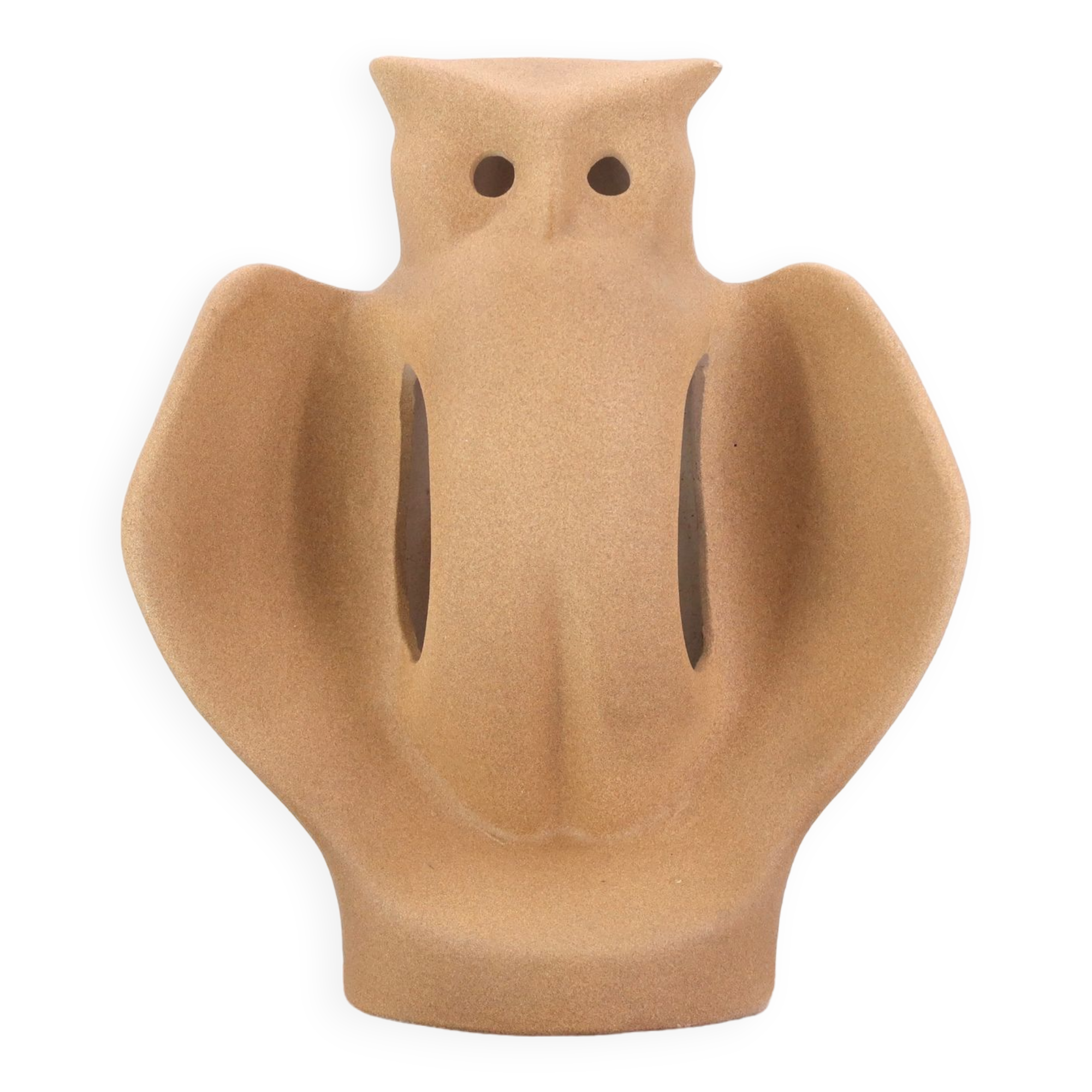 Owl lamp in beige ceramic, 1970s