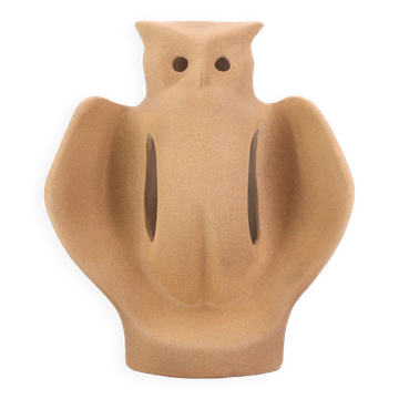 Lampe chouette en céramique beige, années 70