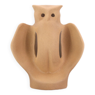 Owl lamp in beige ceramic, 1970s