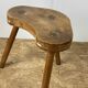 Set of 6 brutalist solid oak tripod farm stools from the 1950s