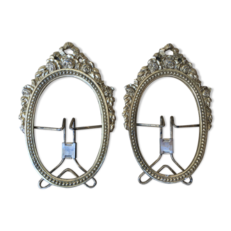 Pair of brass photo frames