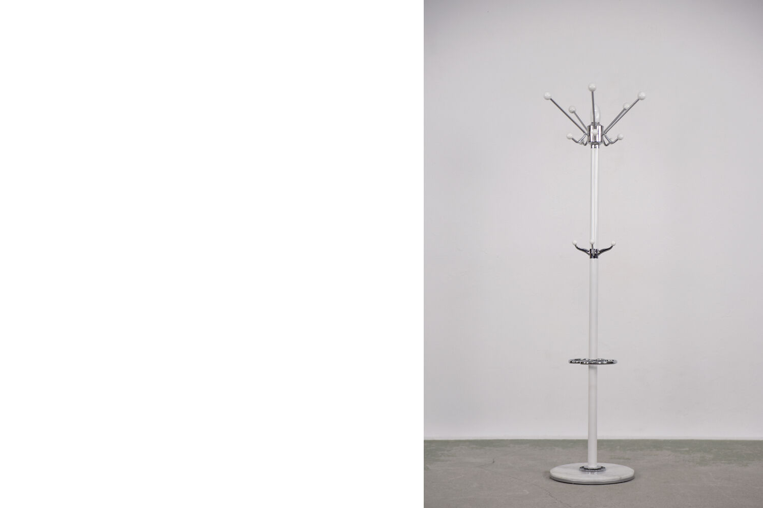 Mid-Century Modern Vintage White Floor Coat Rack, 1990s