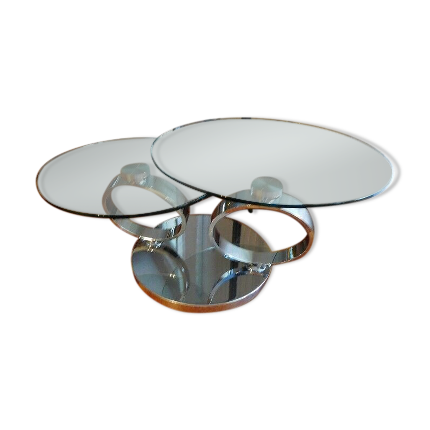 Coffee table glass and chrome metal