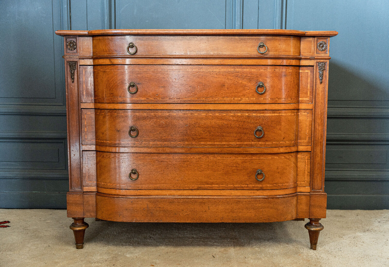Chest of drawers 1900 Louis XVI style Marquetry 5 drawers