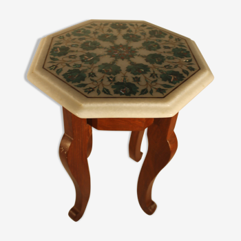Marble Table Top Mosiac Art -Table Top Inlaid with semi-precious stones multi craftsmanship d