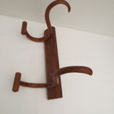 Antique wooden coat rack equipped with 2 parrot heads, walnut color