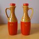 Oil and vinegar service in ceramic and wood