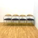Set of 4 Chrome and Wood Chairs, Italy, 1980s