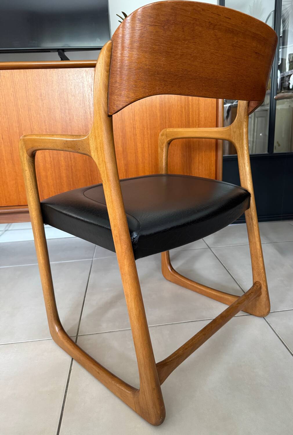 Vintage Baumann sleigh armchair