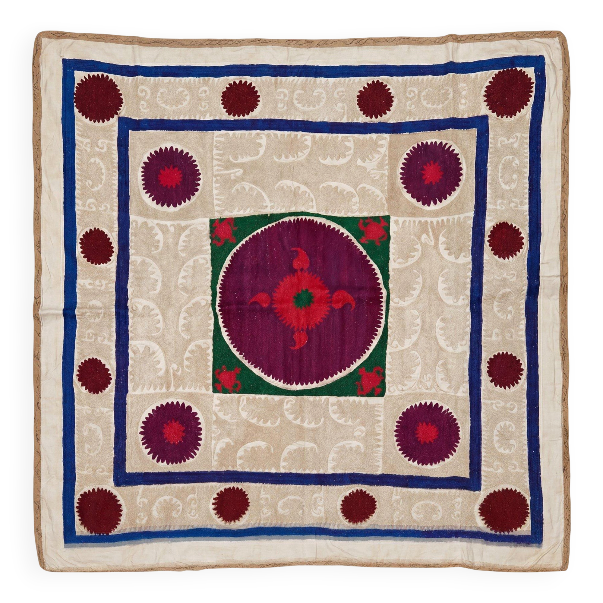 Vintage hand-embroidered tablecloth 129x132 cm