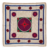 Nappe brodée à la main vintage 129x132 cm