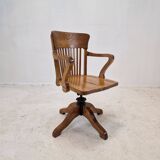 Industrial Oak Swivel Chair, 1900's
