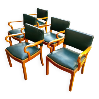 Set of 5 chairs attributed by Jacob Kjaer, denmark 40s