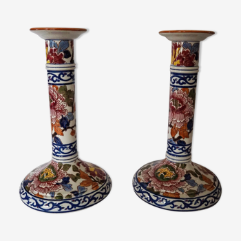 Pair of Gien earthenware chandeliers