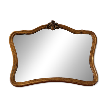 Miroir ancien biseauté, cadre en chêne